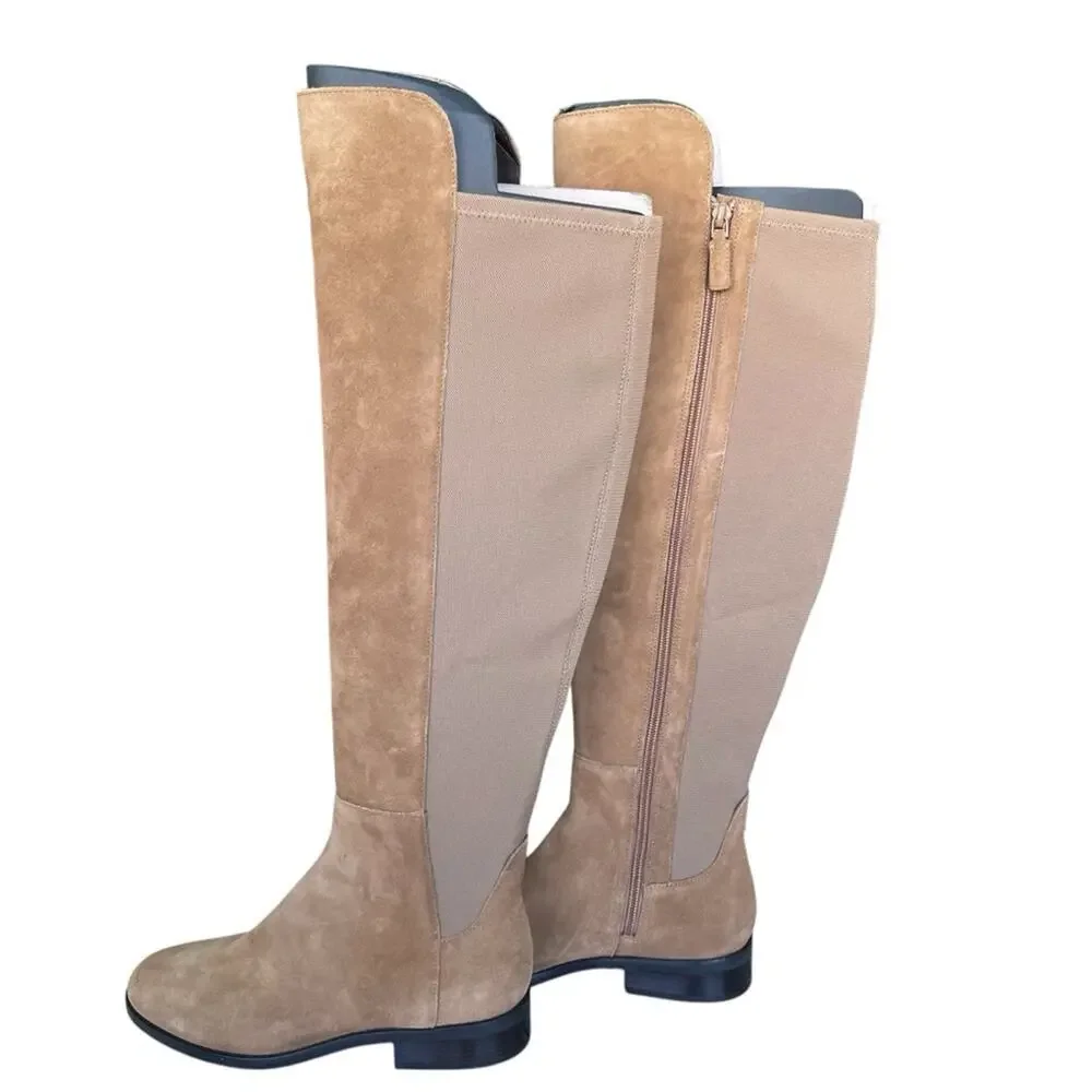 Cole Haan Isabelle Suede and Elastic Over The Knee Round Toe Zippered Boots 7.5M